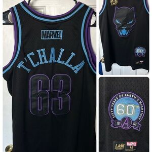 Marvel Black Jersey with Purple and Blue Accents
